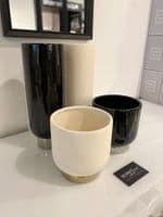 Carly Ceramic Pedestal Vase, Black Silver Base, Small